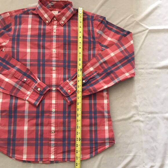 GAP Red Plaid Lived In Cotton Long Sleeve Mens Collared Casual Shirt M - Picture 6 of 8